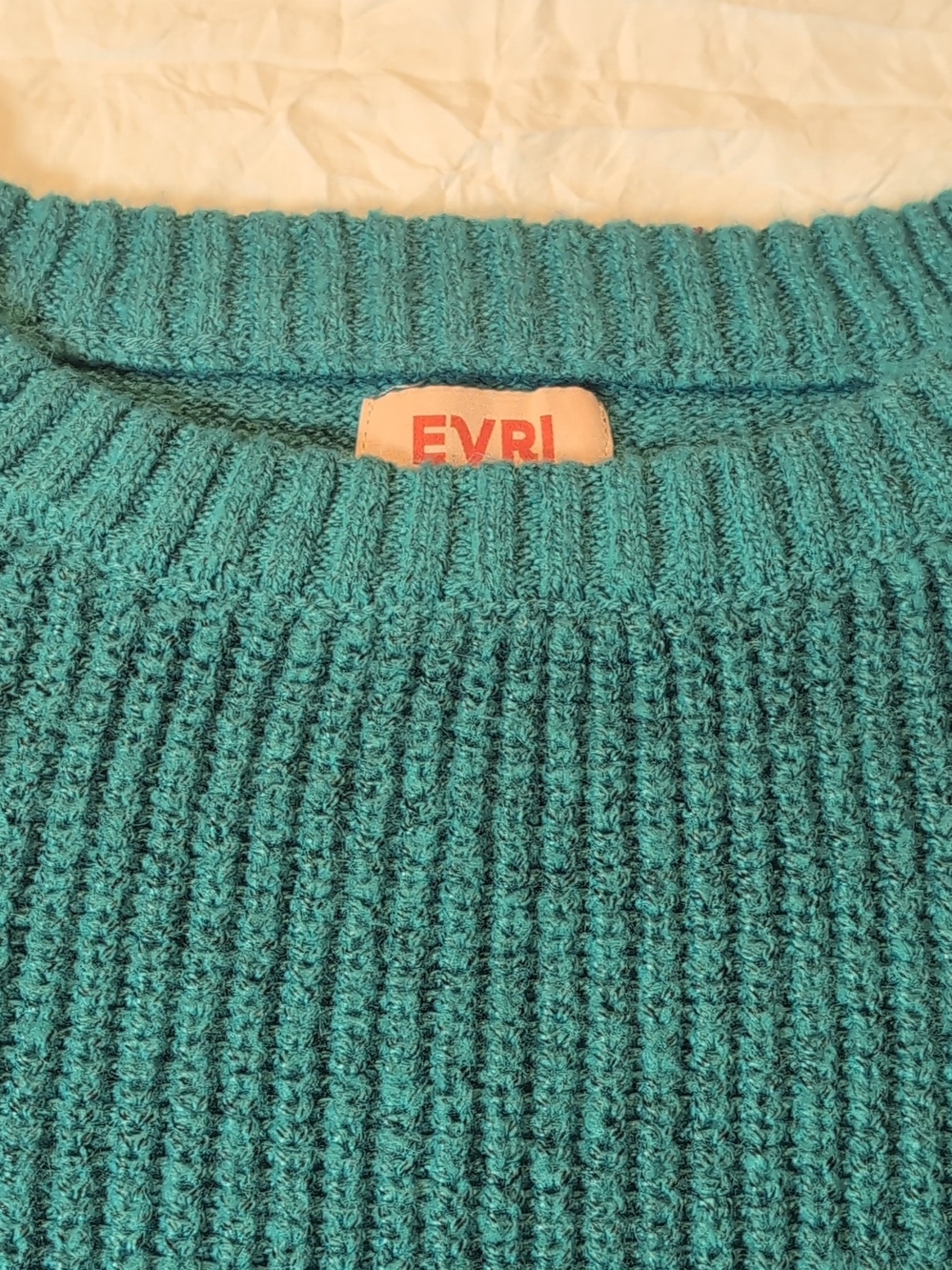 EVRI Women's Teal Ribbed Crew Neck Sweater Size 2X